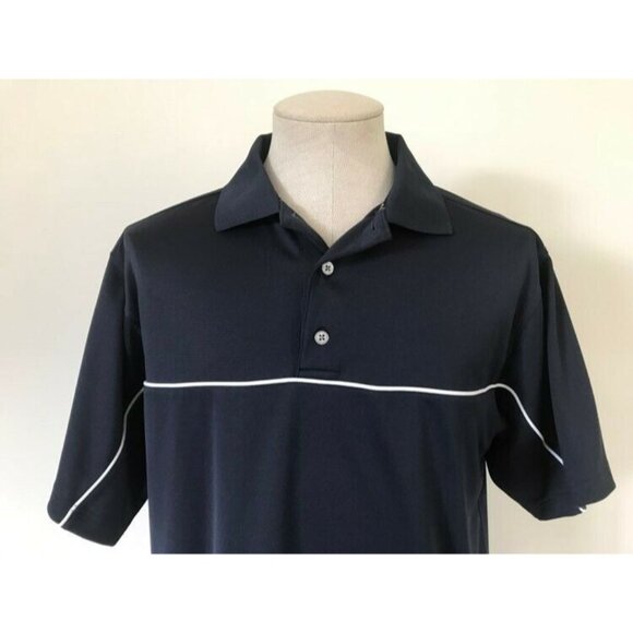 FOOTJOY Prodry Superlite Golf Polo Shirt Mens Small Navy Blue White Piping EUC - Picture 2 of 7
